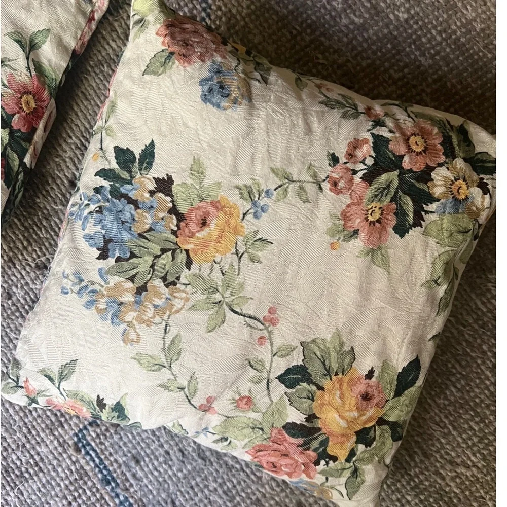 Vintage Ralph Lauren Floral Throw Pillow Covers(2) Reversible 17 English Cottage
